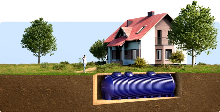 Подземный тип монтажа ёмкости TINGERPLAST